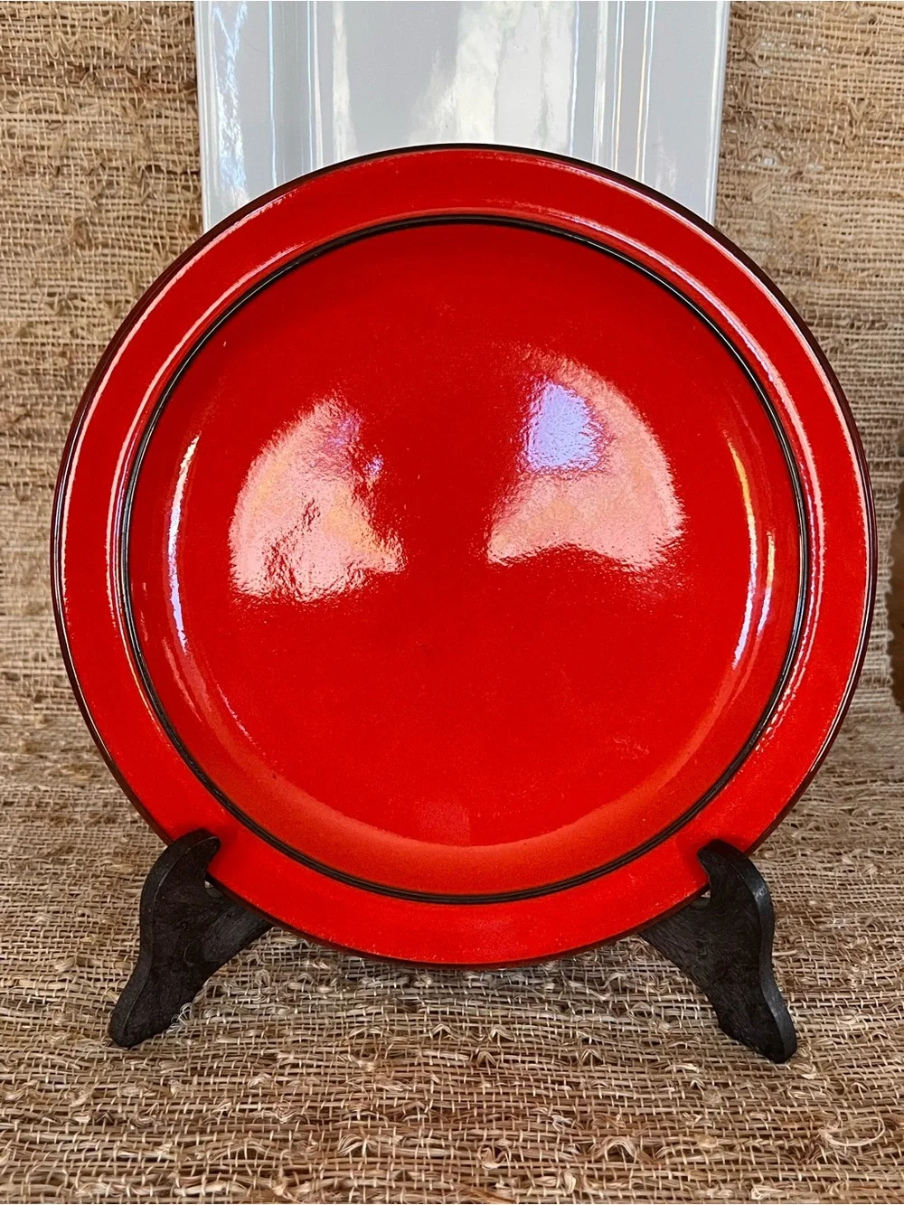 Thomas Germany Red Ceramic Salad Plate with Black Rim - Home Dining